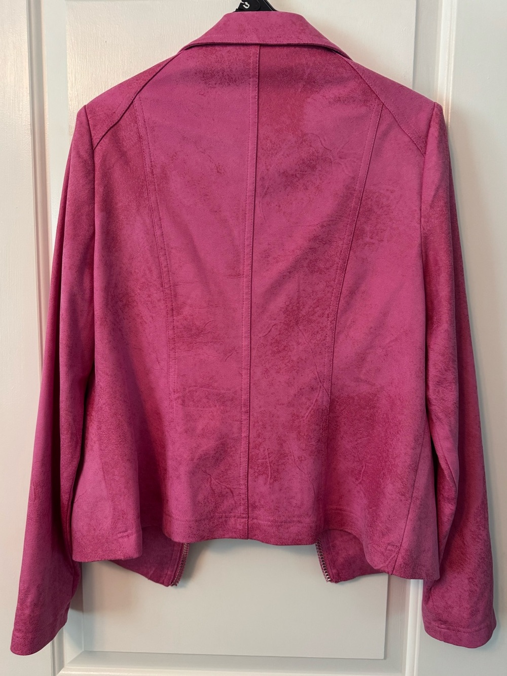 CHARLIE B Fuchsia Faux Suede Moto Jacket - Picture 2 of 7